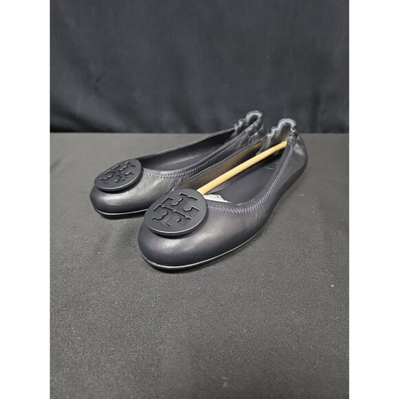 Tory Burch $298 Black Pave Minnie Travel Ballet Flats Shoes Size 7 NIB New - Picture 3 of 8
